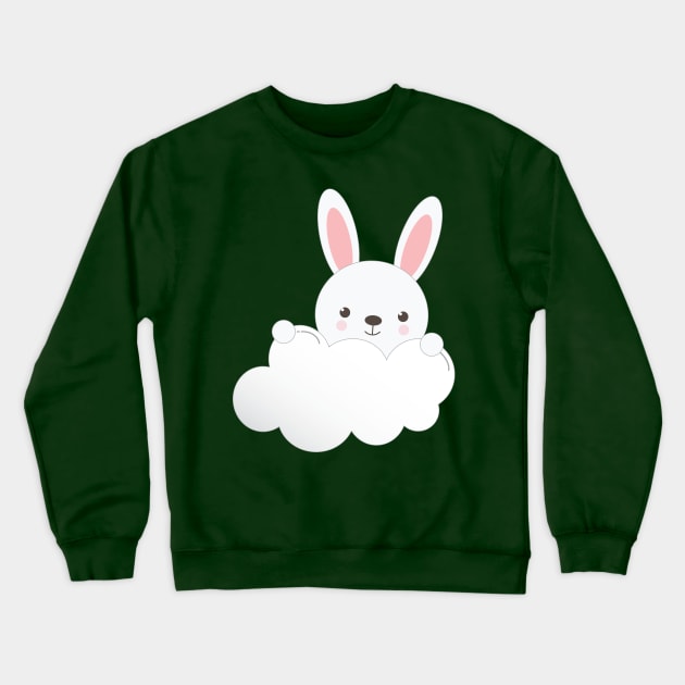 Cute Baby Bunny on a Cloud Crewneck Sweatshirt by Zennic Designs